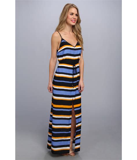 michael michael kors striped slit-front maxi dress|Michael Kors long sleeve dresses.